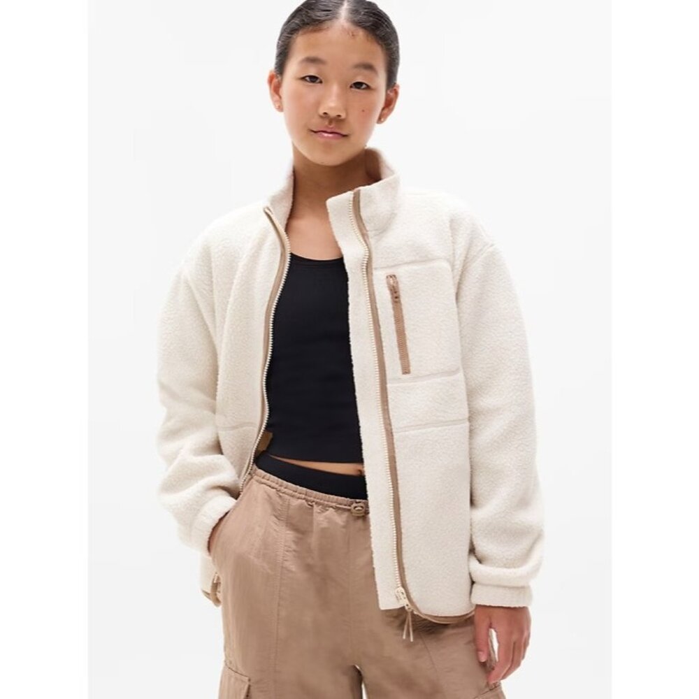 Athleta Girl M/8-10 Cozy Hour Jacket Bone White Size Medium 8-10